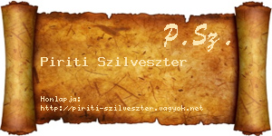 Piriti Szilveszter névjegykártya